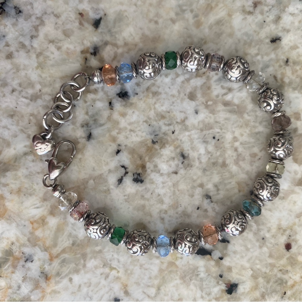 Silver and Multicolor Beaded Bracelet